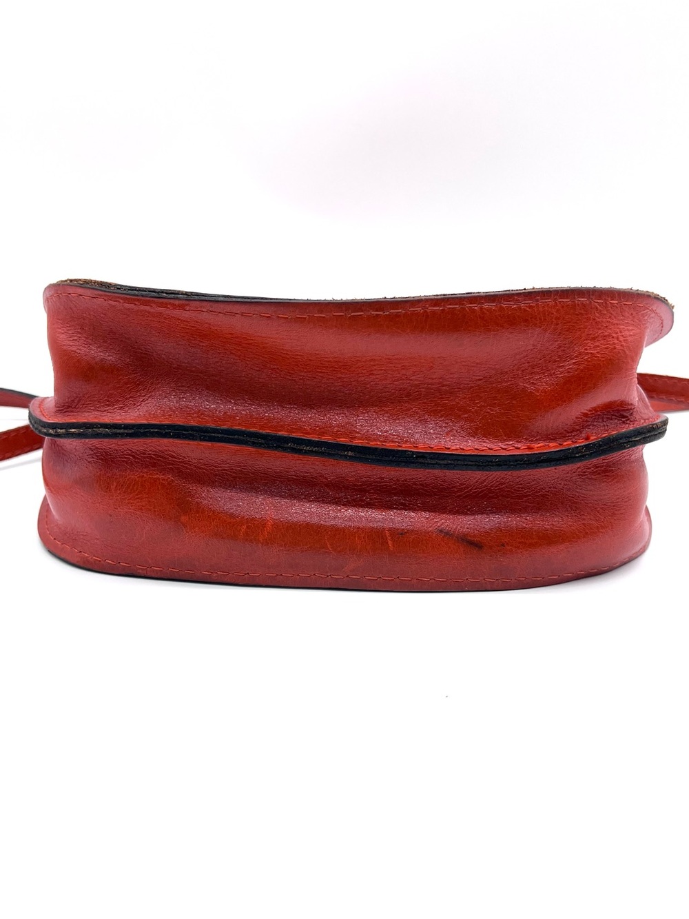 Patricia Nash Tooled Leather Crossbody Saddle Bag Red Ring Flap - Picture 4 of 16